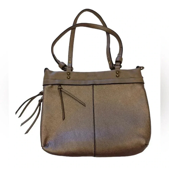 Joanel Handbags - Joanel Leather Metallic  Sand Colour Adjustable Shoulder Bag Purse